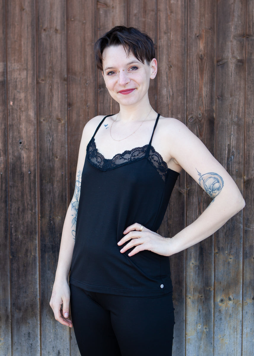 Tina | Trägertop mit Spitze | schwarz | Tenceljersey