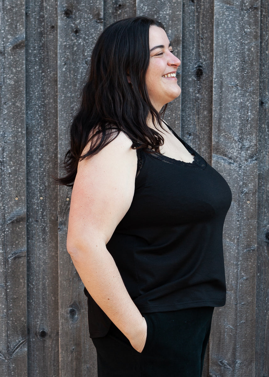 Tina | Trägertop mit Spitze | schwarz | Tenceljersey
