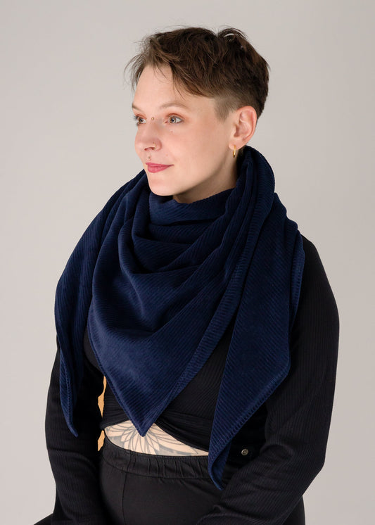 Dreieckstuch | dunkelblau | Velvet-Cord
