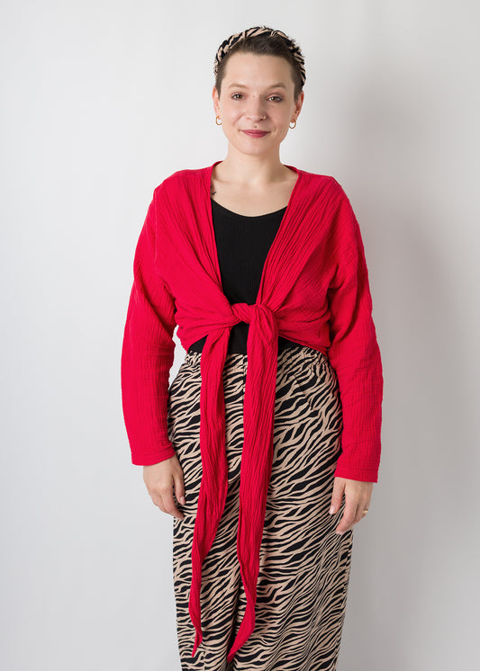 Winja | Vielseitige Wickelbluse | rot | Musselin